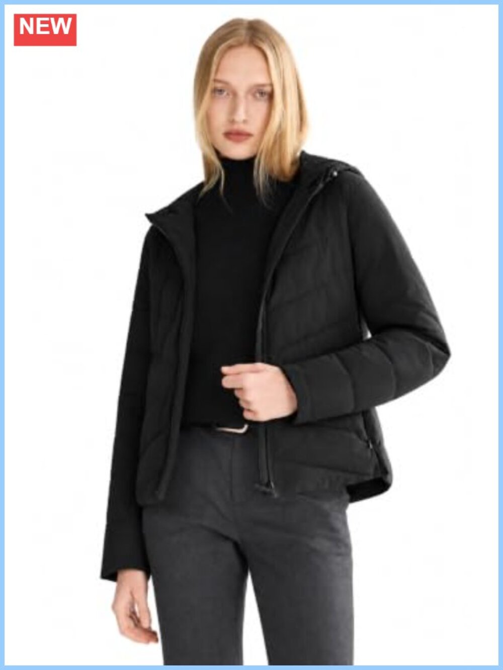 Lightweight Hooded Quilted Puffer Jacket Slim Fit Zip Up